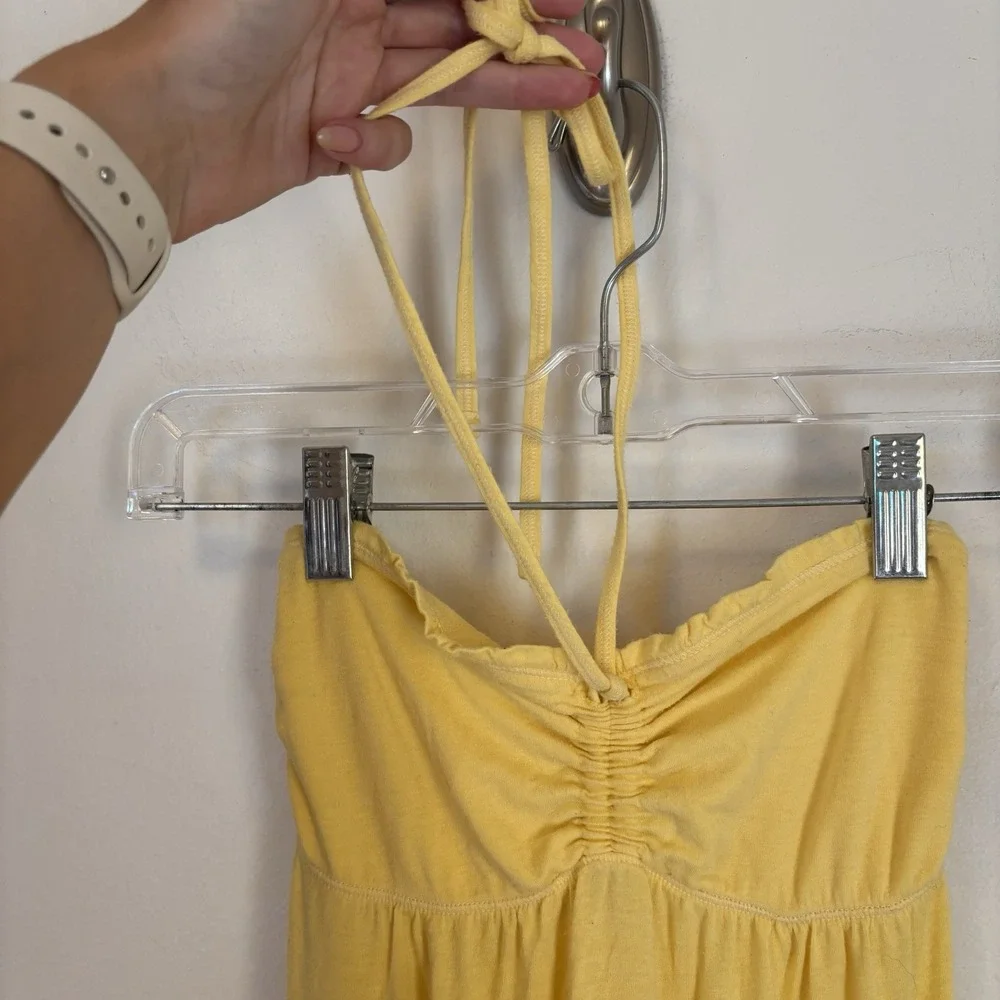 Abercrombie‎ & Fitch Vintage Y2K  Smocked Halter Maxi Dress Beach Butter Yellow